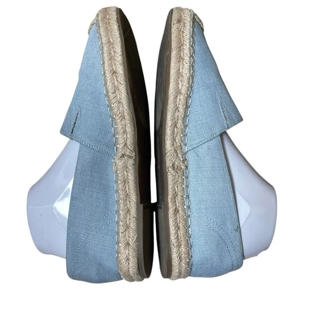 Tommy Hilfiger Light Blue Denim Espadrille Size 10 Monogram Logo Preppy Coastal